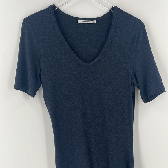 T by Alexander Wang Asymmetrical T-Shirt Dress Navy Blue Heather Medium - Picture 3 of 8